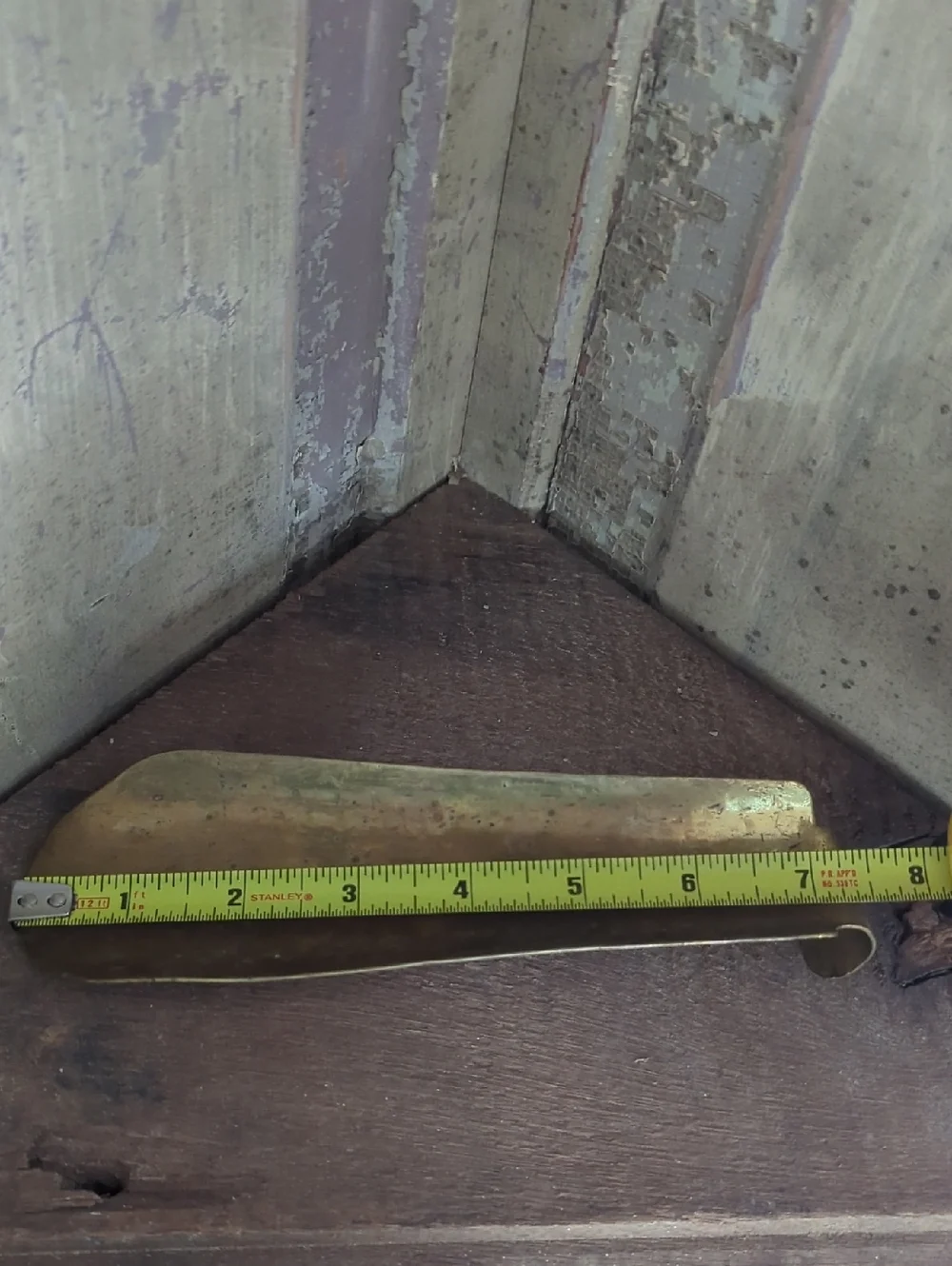 Antique Brass Shoehorn With Curved Handle and Patina 1800s Vintage